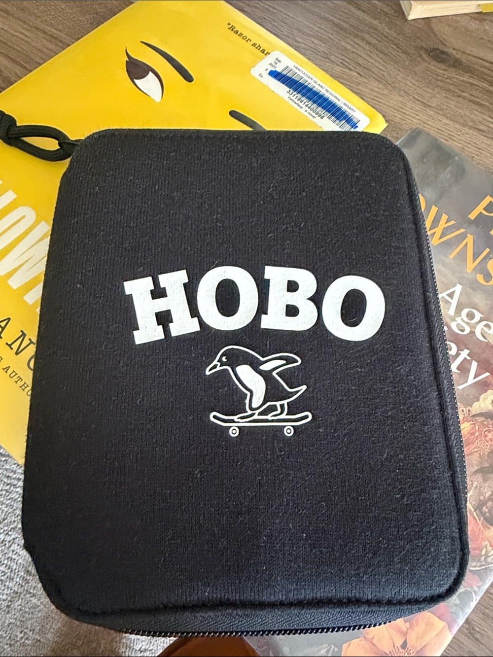 HOBO Black Zippered Tablet Sleeve Case with Penguin Skate Logo
